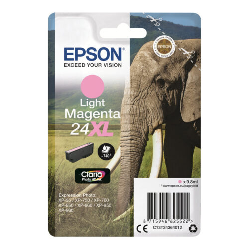 EPSON 1LB 24XL ink cartridge light magenta high capacity 9.8ml 740 pages 1-pack blister without alarm