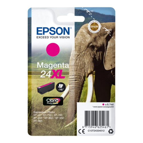 EPSON 1LB 24XL ink cartridge magenta high capacity 8.7ml 740 pages 1-pack RF-AM blister w/s
