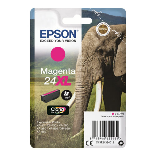 EPSON 1LB 24XL ink cartridge magenta high capacity 8.7ml 740 pages 1-pack RF-AM blister w/s