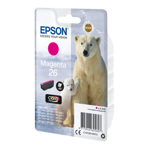 EPSON 1LB 26 ink cartridge magenta standard capacity 4.5ml 300 pages 1-pack blister without alarm