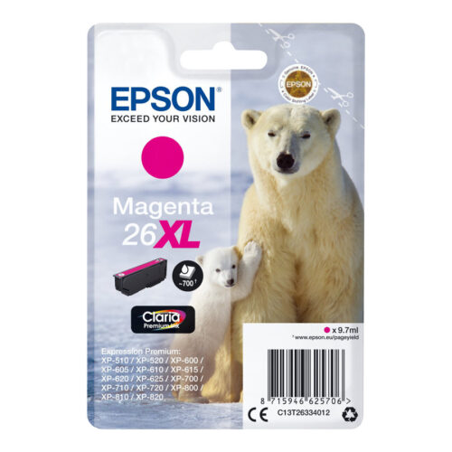 EPSON 1LB 26XL ink cartridge magenta high capacity 9.7ml 700 pages 1-pack blister without alarm