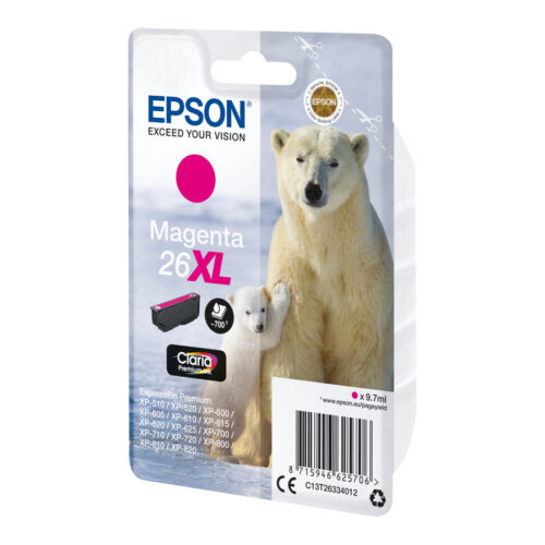 EPSON 1LB 26XL ink cartridge magenta high capacity 9.7ml 700 pages 1-pack blister without alarm