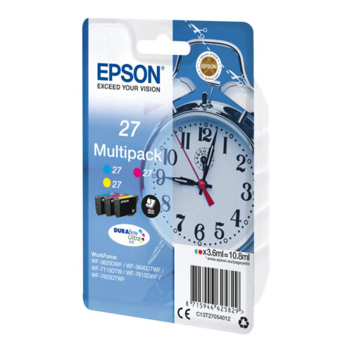 EPSON 1LB 27 ink cartridge cyan magenta and yellow standard capacity 3×3.6ml 3×350 pages combopack blister without alarm – DURABrite