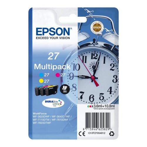 EPSON 1LB 27 ink cartridge cyan magenta and yellow standard capacity 3×3.6ml 3×350 pages combopack RF-AM blister – DURABrite w/s