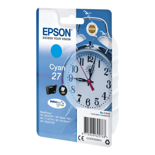 EPSON 1LB 27 ink cartridge cyan standard capacity 3.5ml 350 pages 1-pack RF-AM blister – DURABrite ultra ink w/s