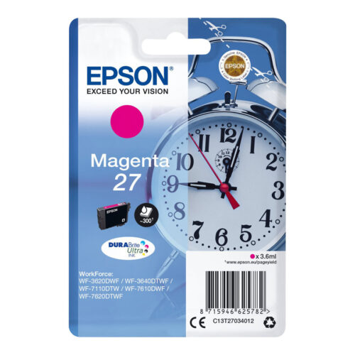 EPSON 1LB 27 ink cartridge magenta standard capacity 3.6ml 350 pages 1-pack blister without alarm – DURABrite ultra ink