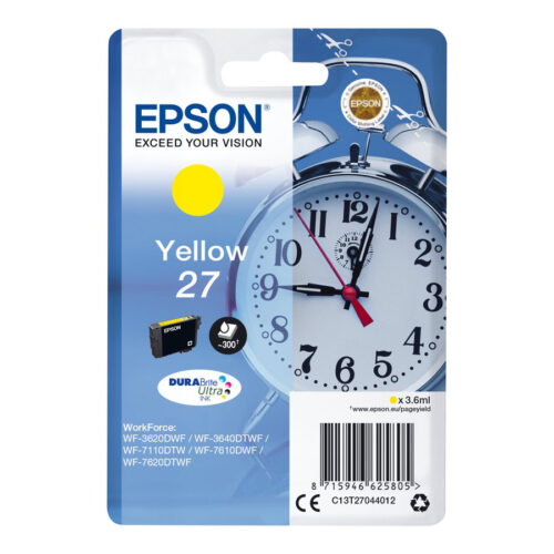 EPSON 1LB 27 ink cartridge yellow standard capacity 3.6ml 350 pages 1-pack blister without alarm – DURABrite ultra ink