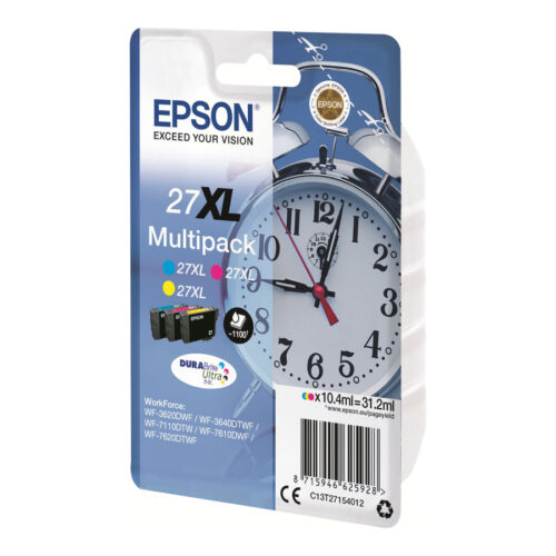 EPSON 1LB 27XL ink cartridge cyan magenta and yellow high capacity 3×10.4ml 3×1.100 pages combopack RF-AM blister – DURABrite w/s