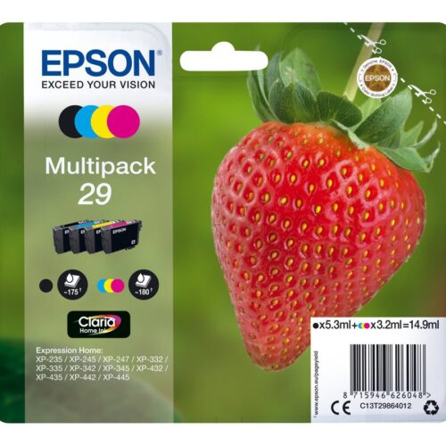 EPSON 1LB Multipack Fraise – Ink Claria Home Black Cyan Magenta Yellow w/s