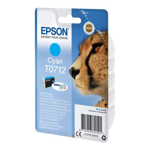 EPSON 1LB T0712 ink cartridge cyan standard capacity 5.5ml 1-pack blister without alarm