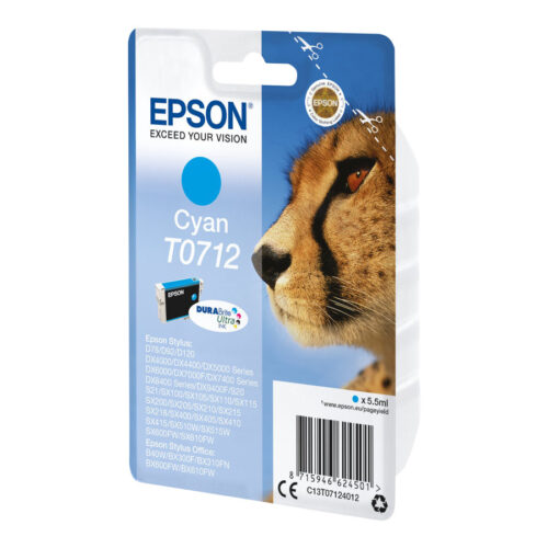 EPSON 1LB T0712 ink cartridge cyan standard capacity 5.5ml 1-pack blister without alarm