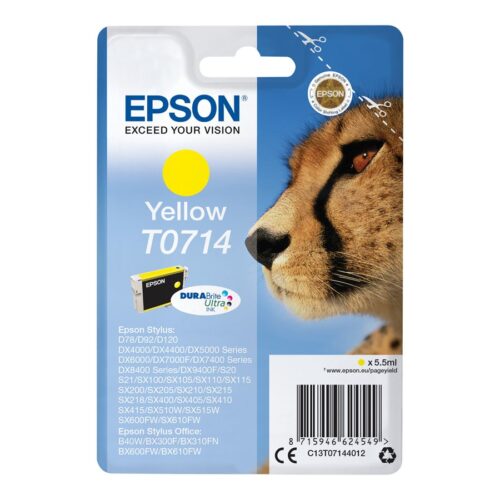 EPSON 1LB T0714 ink cartridge yellow standard capacity 5.5ml 1-pack blister without alarm