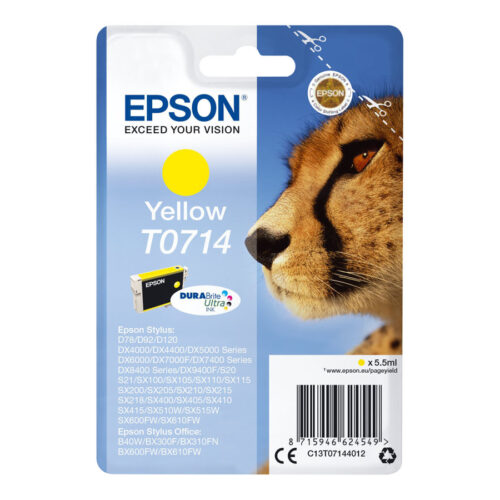 EPSON 1LB T0714 ink cartridge yellow standard capacity 5.5ml 1-pack RF-AM blister w/s