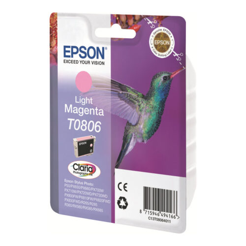 EPSON 1LB T0806 ink cartridge light magenta standard capacity 7.4ml 685 pages 1-pack blister without alarm
