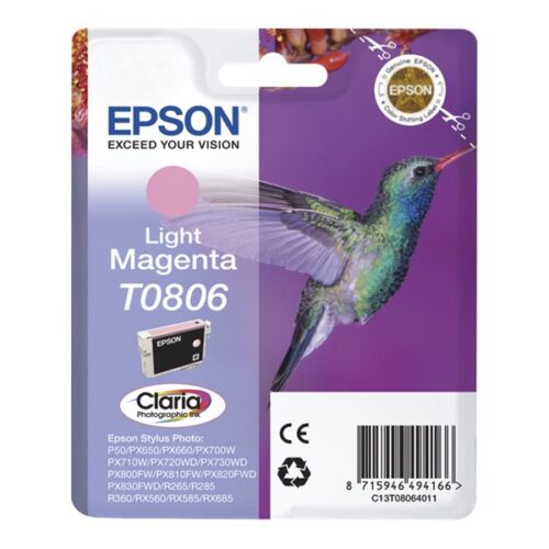 EPSON 1LB T0806 ink cartridge light magenta standard capacity 7.4ml 685 pages 1-pack blister without alarm