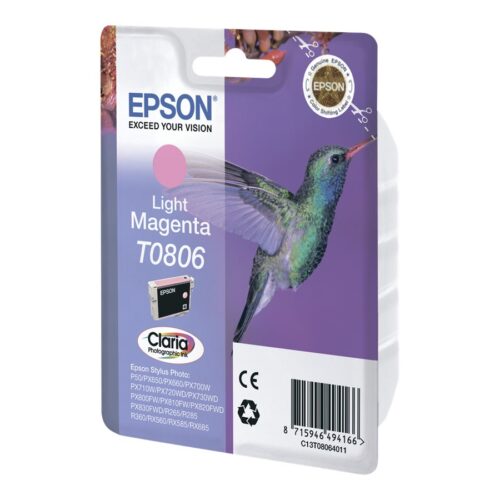 EPSON 1LB T0806 ink cartridge light magenta standard capacity 7.4ml 685 pages 1-pack blister without alarm