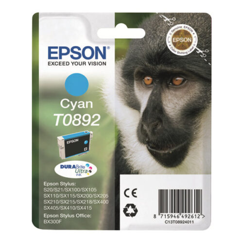 EPSON 1LB T0892 ink cartridge cyan low capacity 3.5ml 1-pack blister without alarm