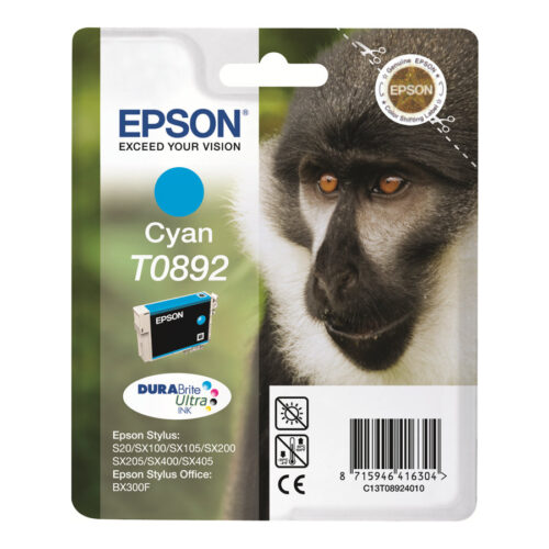 EPSON 1LB T0892 ink cartridge cyan low capacity 3.5ml 1-pack blister without alarm