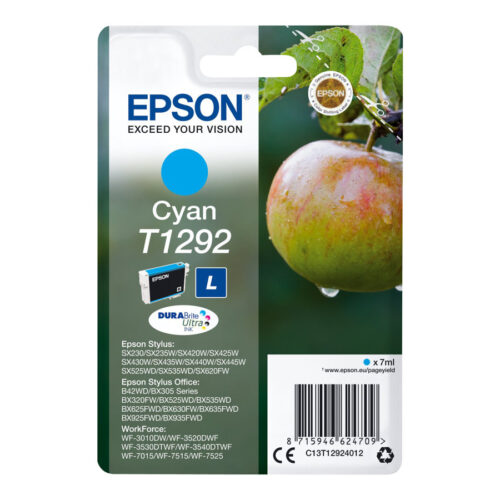 EPSON 1LB T1292 ink cartridge cyan high capacity 7ml 1-pack blister without alarm