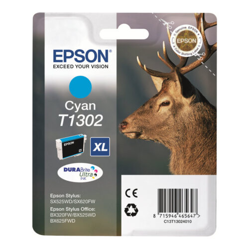 EPSON 1LB T1302 ink cartridge cyan extra high capacity 10.1ml 1-pack blister without alarm – DURABrite Ultra Ink