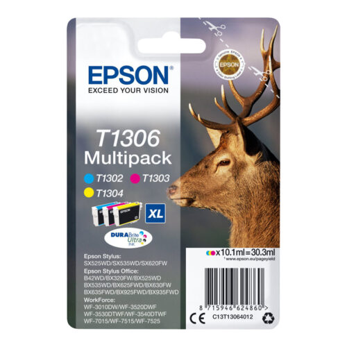 EPSON 1LB T1306 ink cartridge tri-colour extra high capacity 3 x 10.1ml 3-pack blister without alarm – DURABrite Ultra Ink