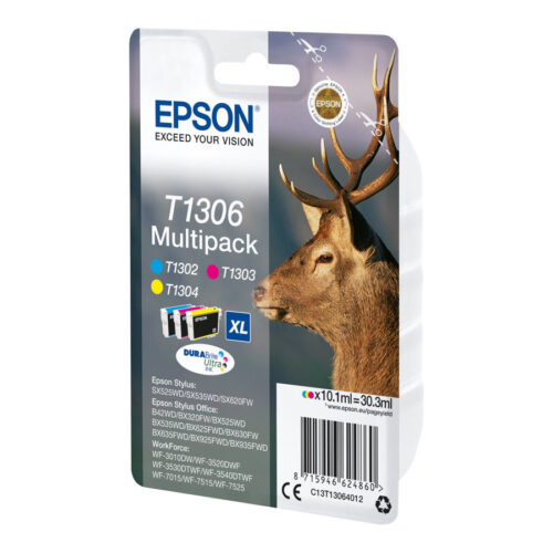 EPSON 1LB T1306 ink cartridge tri-colour extra high capacity 3 x 10.1ml 3-pack blister without alarm – DURABrite Ultra Ink