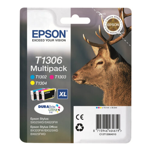 EPSON 1LB T1306 ink cartridge tri-colour extra high capacity 3 x 10.1ml 3-pack RF-AM blister DURABrite Ultra Ink w/s