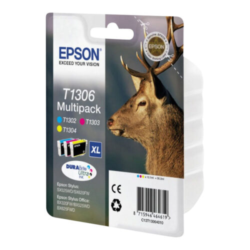 EPSON 1LB T1306 ink cartridge tri-colour extra high capacity 3 x 10.1ml 3-pack RF-AM blister DURABrite Ultra Ink w/s