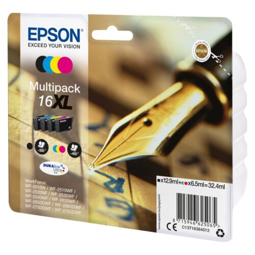 EPSON 2LB 16XL ink cartridge black and tri-colour high capacity 32.4ml 1-pack blister without alarm