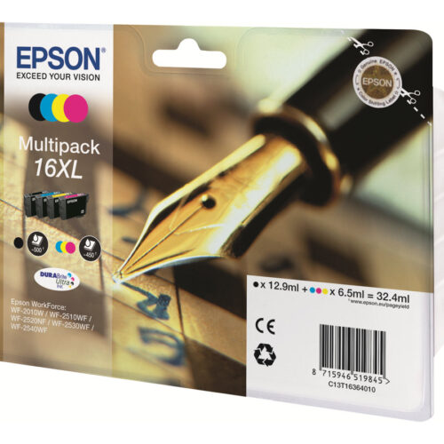 EPSON 2LB 16XL ink cartridge black and tri-colour high capacity 32.4ml 1-pack blister without alarm