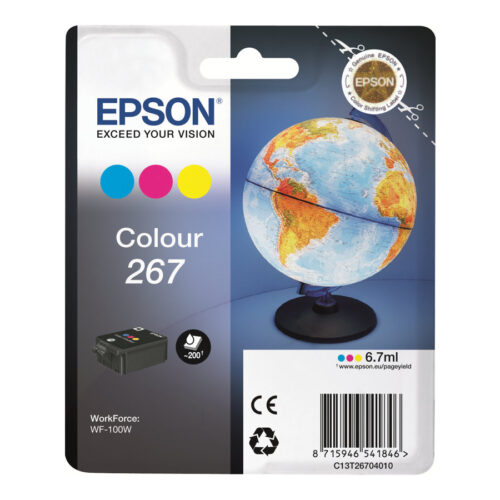 EPSON 2LB 267 ink cartridge cyan magenta and yellow standard capacity 200 pages 1-pack RF-AM blister