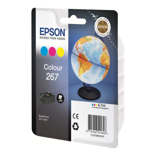EPSON 2LB 267 ink cartridge cyan magenta and yellow standard capacity 200 pages 1-pack RF-AM blister