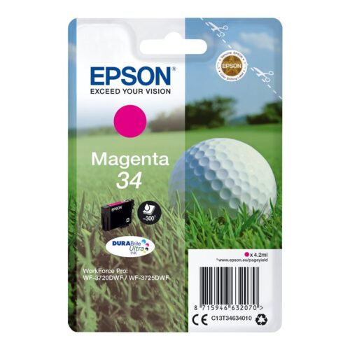 EPSON 2LB Singlepack 34 Ink Magenta DURABrite Ultra 4.2ml Blister w/s