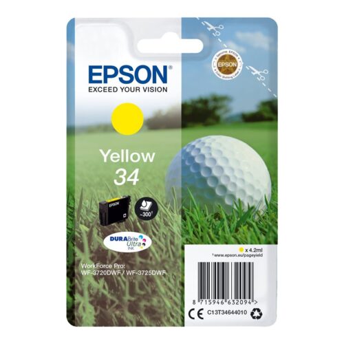 EPSON 2LB Singlepack 34 Ink Yellow DURABrite Ultra 4.2ml Blister w/s