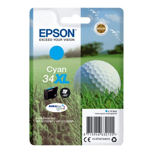 EPSON 2LB Singlepack 34XL Cyan DURABrite Ink Ultra XL