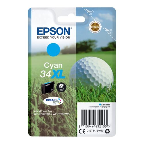 EPSON 2LB Singlepack 34XL Ink Cyan DURABrite Ultra 10.8ml Blister XL w/s