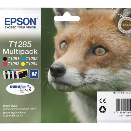 EPSON 2LB T1285 ink cartridge black and tri-colour standard capacity 5.9ml and 3 x 3.5ml 4-pack blister without alarm