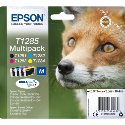 EPSON 2LB T1285 ink cartridge black and tri-colour standard capacity 5.9ml and 3 x 3.5ml 4-pack RF-AM blister w/s