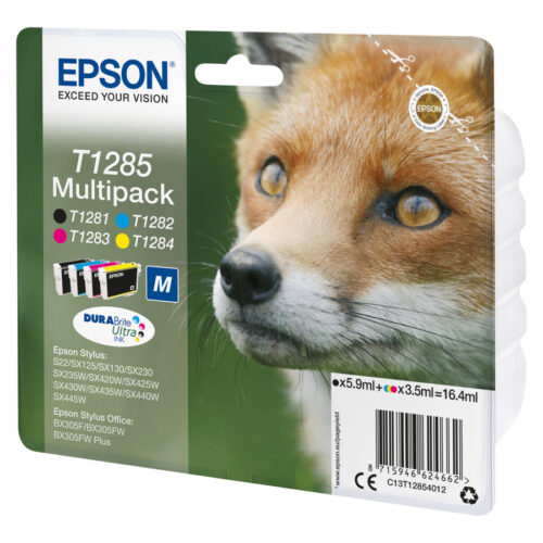 EPSON 2LB T1285 ink cartridge black and tri-colour standard capacity 5.9ml and 3 x 3.5ml 4-pack RF-AM blister w/s