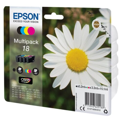 EPSON 3LB 18 ink cartridge black and tri-colour standard capacity 15.1ml 4-pack blister without alarm