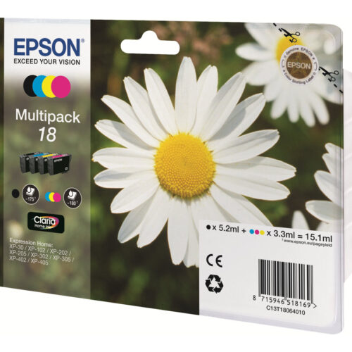 EPSON 3LB 18 ink cartridge black and tri-colour standard capacity 15.1ml 4-pack blister without alarm