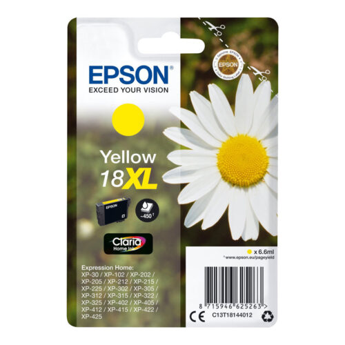 EPSON 3LB 18XL ink cartridge yellow high capacity 6.6ml 450 pages 1-pack blister without alarm