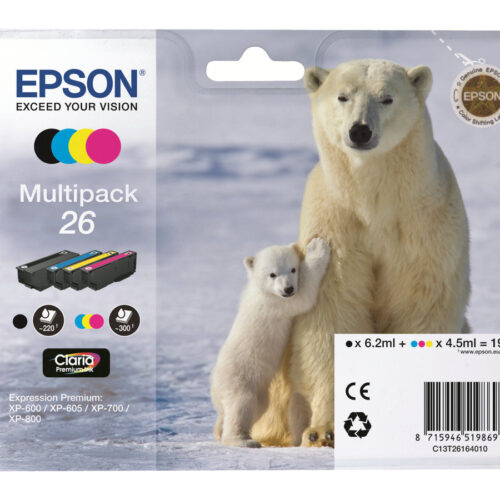 EPSON 3LB 26 ink cartridge black and tri-colour standard capacity 19.7ml 1-pack blister without alarm
