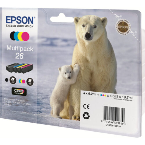 EPSON 3LB 26 ink cartridge black and tri-colour standard capacity 19.7ml 1-pack blister without alarm