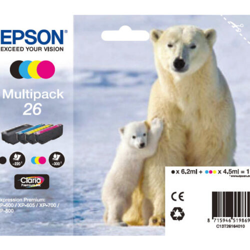 EPSON 3LB 26 ink cartridge black and tri-colour standard capacity 19.7ml 1-pack blister without alarm