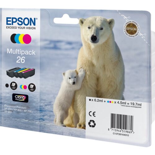 EPSON 3LB 26 ink cartridge black and tri-colour standard capacity 19.7ml 1-pack RF-AM blister w/s