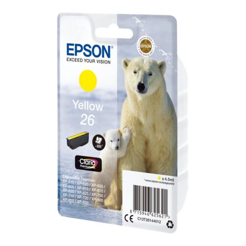 EPSON 3LB 26 ink cartridge yellow standard capacity 4.5ml 300 pages 1-pack blister without alarm