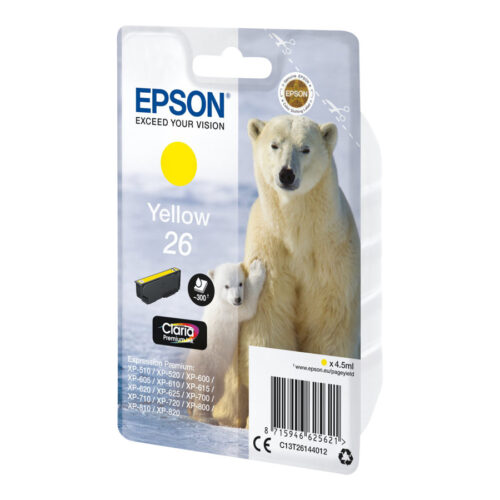 EPSON 3LB 26 ink cartridge yellow standard capacity 4.5ml 300 pages 1-pack blister without alarm