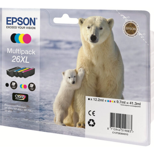EPSON 3LB 26XL ink cartridge black and tri-colour high capacity 41.3ml 1-pack blister without alarm