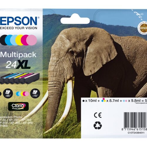 EPSON 3LB Ink Cartridge 24XL Claria Photo HD Ink black and five colour standard capacity 55.7ml 1-pack blister without alarm